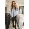 imagePRETTYGARDEN Womens Summer Loose Chiffon Blouse Mesh Long Sleeve Casual Round Neck Peplum TopsBlue