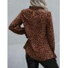 imagePRETTYGARDEN Womens Summer Loose Chiffon Blouse Mesh Long Sleeve Casual Round Neck Peplum TopsBrown Black