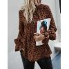 imagePRETTYGARDEN Womens Summer Loose Chiffon Blouse Mesh Long Sleeve Casual Round Neck Peplum TopsBrown Black