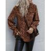 imagePRETTYGARDEN Womens Summer Loose Chiffon Blouse Mesh Long Sleeve Casual Round Neck Peplum TopsBrown Black