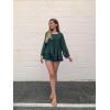 imagePRETTYGARDEN Womens Summer Loose Chiffon Blouse Mesh Long Sleeve Casual Round Neck Peplum TopsGreen