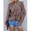 imagePRETTYGARDEN Womens Summer Loose Chiffon Blouse Mesh Long Sleeve Casual Round Neck Peplum TopsPink Black