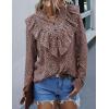 imagePRETTYGARDEN Womens Summer Loose Chiffon Blouse Mesh Long Sleeve Casual Round Neck Peplum TopsPink Black