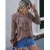 imagePRETTYGARDEN Womens Summer Loose Chiffon Blouse Mesh Long Sleeve Casual Round Neck Peplum TopsPink Black