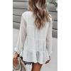 imagePRETTYGARDEN Womens Summer Loose Chiffon Blouse Mesh Long Sleeve Casual Round Neck Peplum TopsWhite