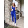 imagePRETTYGARDEN Womens Two Piece Outfit Sleeveless Crewneck Tops with Sweatpants Active Tracksuit Lounge WearBlue
