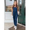 imagePRETTYGARDEN Womens Two Piece Outfit Sleeveless Crewneck Tops with Sweatpants Active Tracksuit Lounge WearDark Blue