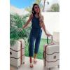 imagePRETTYGARDEN Womens Two Piece Outfit Sleeveless Crewneck Tops with Sweatpants Active Tracksuit Lounge WearDark Blue