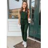 imagePRETTYGARDEN Womens Two Piece Outfit Sleeveless Crewneck Tops with Sweatpants Active Tracksuit Lounge WearDark Green
