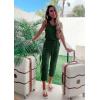 imagePRETTYGARDEN Womens Two Piece Outfit Sleeveless Crewneck Tops with Sweatpants Active Tracksuit Lounge WearDark Green
