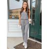 imagePRETTYGARDEN Womens Two Piece Outfit Sleeveless Crewneck Tops with Sweatpants Active Tracksuit Lounge WearLight Grey
