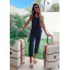 imagePRETTYGARDEN Womens Two Piece Outfit Sleeveless Crewneck Tops with Sweatpants Active Tracksuit Lounge WearNavy