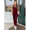 imagePRETTYGARDEN Womens Two Piece Outfit Sleeveless Crewneck Tops with Sweatpants Active Tracksuit Lounge WearWine Red