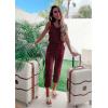 imagePRETTYGARDEN Womens Two Piece Outfit Sleeveless Crewneck Tops with Sweatpants Active Tracksuit Lounge WearWine Red