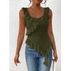 imagePRETTYGARDEN Womens Y2K Going Out Crop Top 2024 Summer Sleeveless Asymmetrical Mesh Tank Top Fitted Party TopsArmy Green