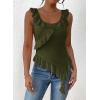 imagePRETTYGARDEN Womens Y2K Going Out Crop Top 2024 Summer Sleeveless Asymmetrical Mesh Tank Top Fitted Party TopsArmy Green