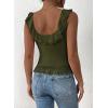 imagePRETTYGARDEN Womens Y2K Going Out Crop Top 2024 Summer Sleeveless Asymmetrical Mesh Tank Top Fitted Party TopsArmy Green