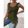 imagePRETTYGARDEN Womens Y2K Going Out Crop Top 2024 Summer Sleeveless Asymmetrical Mesh Tank Top Fitted Party TopsArmy Green