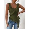 imagePRETTYGARDEN Womens Y2K Going Out Crop Top 2024 Summer Sleeveless Asymmetrical Mesh Tank Top Fitted Party TopsArmy Green