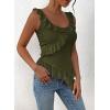 imagePRETTYGARDEN Womens Y2K Going Out Crop Top 2024 Summer Sleeveless Asymmetrical Mesh Tank Top Fitted Party TopsArmy Green