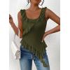 imagePRETTYGARDEN Womens Y2K Going Out Crop Top 2024 Summer Sleeveless Asymmetrical Mesh Tank Top Fitted Party TopsArmy Green