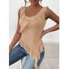imagePRETTYGARDEN Womens Y2K Going Out Crop Top 2024 Summer Sleeveless Asymmetrical Mesh Tank Top Fitted Party TopsBeige