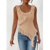 imagePRETTYGARDEN Womens Y2K Going Out Crop Top 2024 Summer Sleeveless Asymmetrical Mesh Tank Top Fitted Party TopsBeige