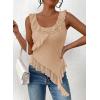 imagePRETTYGARDEN Womens Y2K Going Out Crop Top 2024 Summer Sleeveless Asymmetrical Mesh Tank Top Fitted Party TopsBeige