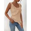 imagePRETTYGARDEN Womens Y2K Going Out Crop Top 2024 Summer Sleeveless Asymmetrical Mesh Tank Top Fitted Party TopsBeige