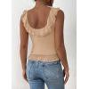 imagePRETTYGARDEN Womens Y2K Going Out Crop Top 2024 Summer Sleeveless Asymmetrical Mesh Tank Top Fitted Party TopsBeige