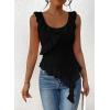imagePRETTYGARDEN Womens Y2K Going Out Crop Top 2024 Summer Sleeveless Asymmetrical Mesh Tank Top Fitted Party TopsBlack