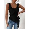 imagePRETTYGARDEN Womens Y2K Going Out Crop Top 2024 Summer Sleeveless Asymmetrical Mesh Tank Top Fitted Party TopsBlack