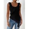 imagePRETTYGARDEN Womens Y2K Going Out Crop Top 2024 Summer Sleeveless Asymmetrical Mesh Tank Top Fitted Party TopsBlack