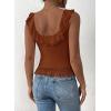 imagePRETTYGARDEN Womens Y2K Going Out Crop Top 2024 Summer Sleeveless Asymmetrical Mesh Tank Top Fitted Party TopsCaramel