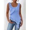imagePRETTYGARDEN Womens Y2K Going Out Crop Top 2024 Summer Sleeveless Asymmetrical Mesh Tank Top Fitted Party TopsLight Blue