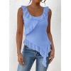 imagePRETTYGARDEN Womens Y2K Going Out Crop Top 2024 Summer Sleeveless Asymmetrical Mesh Tank Top Fitted Party TopsLight Blue