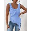 imagePRETTYGARDEN Womens Y2K Going Out Crop Top 2024 Summer Sleeveless Asymmetrical Mesh Tank Top Fitted Party TopsLight Blue