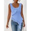 imagePRETTYGARDEN Womens Y2K Going Out Crop Top 2024 Summer Sleeveless Asymmetrical Mesh Tank Top Fitted Party TopsLight Blue