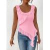 imagePRETTYGARDEN Womens Y2K Going Out Crop Top 2024 Summer Sleeveless Asymmetrical Mesh Tank Top Fitted Party TopsPink