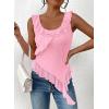 imagePRETTYGARDEN Womens Y2K Going Out Crop Top 2024 Summer Sleeveless Asymmetrical Mesh Tank Top Fitted Party TopsPink