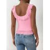 imagePRETTYGARDEN Womens Y2K Going Out Crop Top 2024 Summer Sleeveless Asymmetrical Mesh Tank Top Fitted Party TopsPink