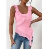 imagePRETTYGARDEN Womens Y2K Going Out Crop Top 2024 Summer Sleeveless Asymmetrical Mesh Tank Top Fitted Party TopsPink