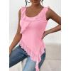 imagePRETTYGARDEN Womens Y2K Going Out Crop Top 2024 Summer Sleeveless Asymmetrical Mesh Tank Top Fitted Party TopsPink
