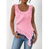 imagePRETTYGARDEN Womens Y2K Going Out Crop Top 2024 Summer Sleeveless Asymmetrical Mesh Tank Top Fitted Party TopsPink