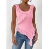 imagePRETTYGARDEN Womens Y2K Going Out Crop Top 2024 Summer Sleeveless Asymmetrical Mesh Tank Top Fitted Party TopsPink