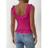 imagePRETTYGARDEN Womens Y2K Going Out Crop Top 2024 Summer Sleeveless Asymmetrical Mesh Tank Top Fitted Party TopsRose Red