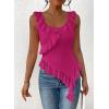 imagePRETTYGARDEN Womens Y2K Going Out Crop Top 2024 Summer Sleeveless Asymmetrical Mesh Tank Top Fitted Party TopsRose Red