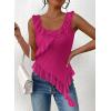 imagePRETTYGARDEN Womens Y2K Going Out Crop Top 2024 Summer Sleeveless Asymmetrical Mesh Tank Top Fitted Party TopsRose Red