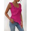 imagePRETTYGARDEN Womens Y2K Going Out Crop Top 2024 Summer Sleeveless Asymmetrical Mesh Tank Top Fitted Party TopsRose Red