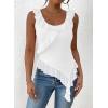 imagePRETTYGARDEN Womens Y2K Going Out Crop Top 2024 Summer Sleeveless Asymmetrical Mesh Tank Top Fitted Party TopsWhite